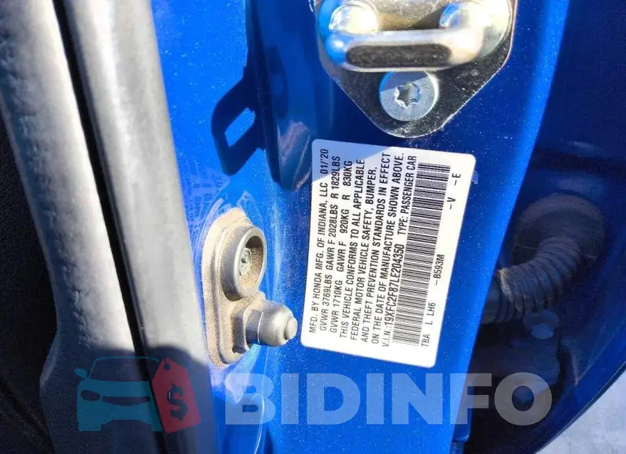 19XFC2F87LE204350 Photo# 12