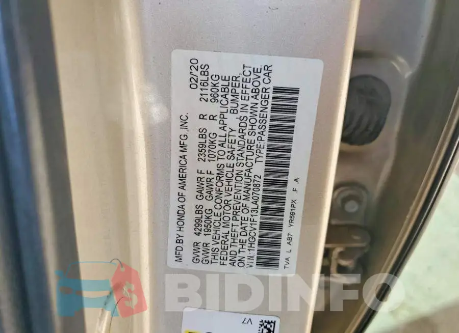 1HGCV1F13LA070872 Photo# 12