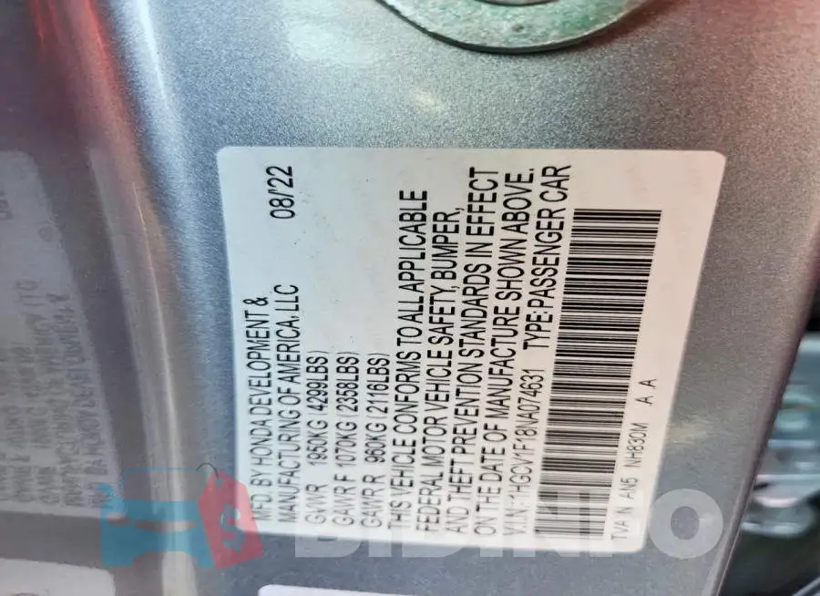 1HGCV1F18NA074631 Photo# 12