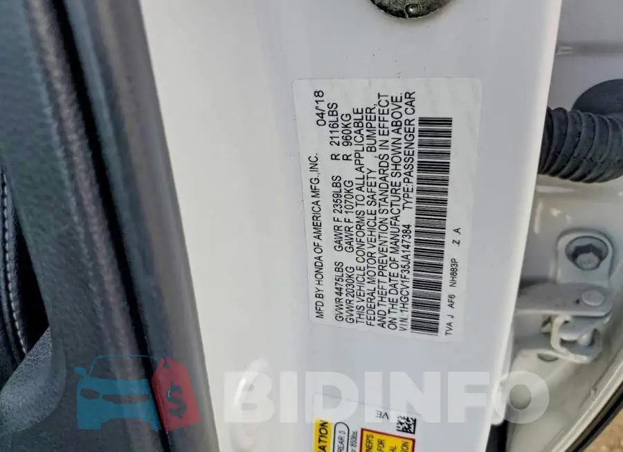 1HGCV1F35JA147384 Photo# 12