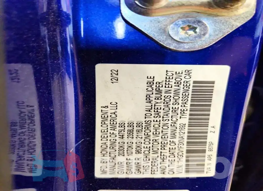 1HGCV1F3XNA121692 Photo# 12