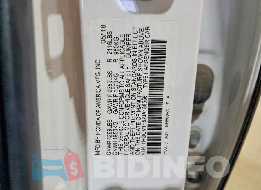 1HGCV1F52JA188556 Photo# 12