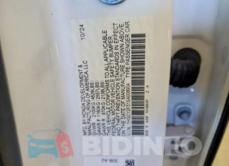 1HGCY2F51SA008904 Photo# 12