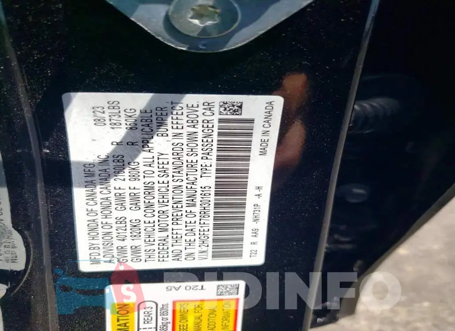 2HGFE1F76RH301615 Photo# 12
