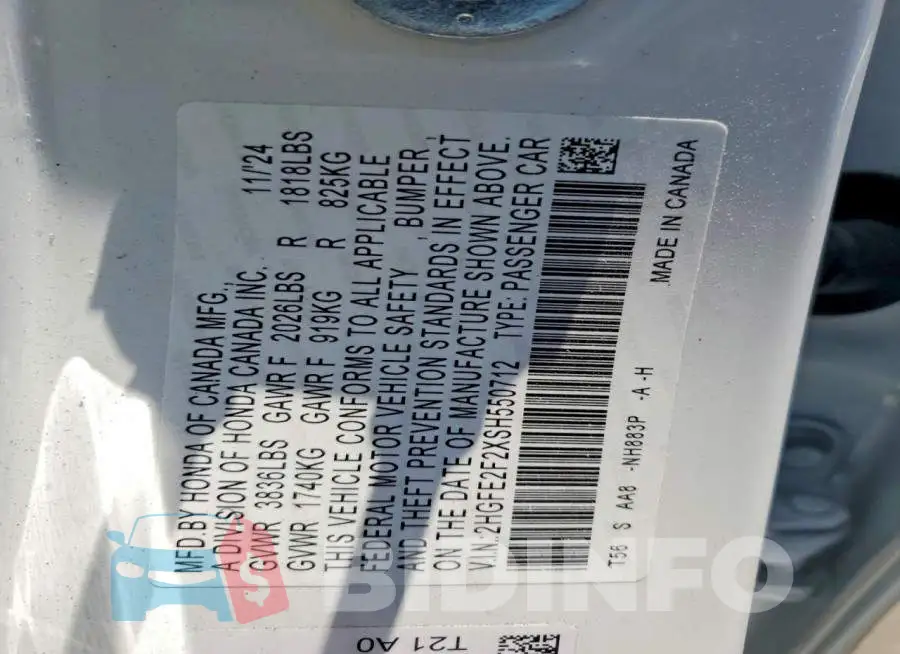 2HGFE2F2XSH550712 Photo# 12