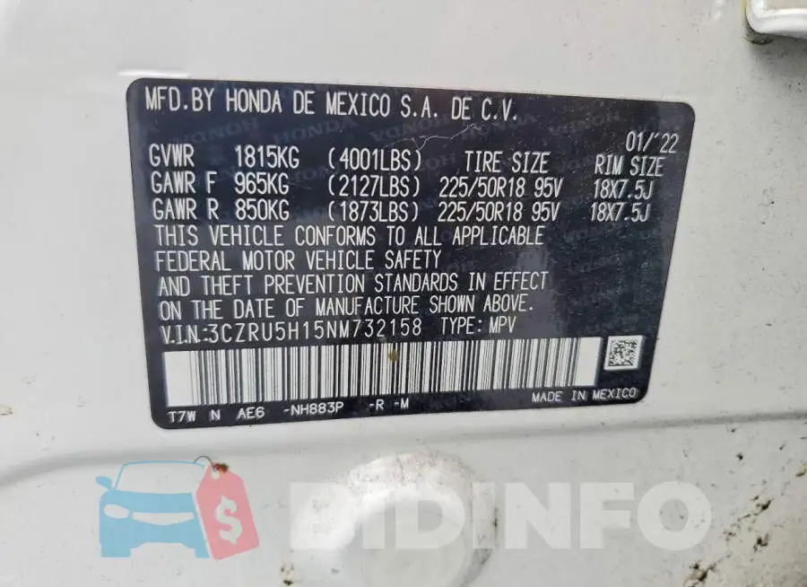 3CZRU5H15NM732158 Photo# 13