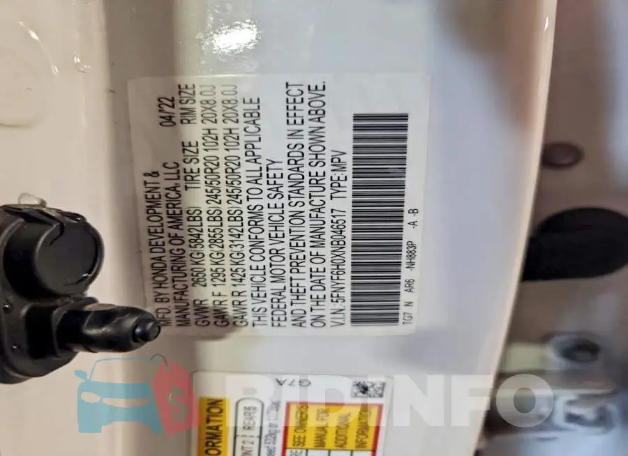 5FNYF6H0XNB046517 Photo# 13