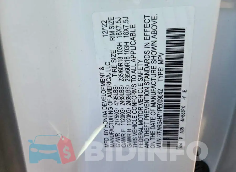 7FARS4H71PE009042 Photo# 12