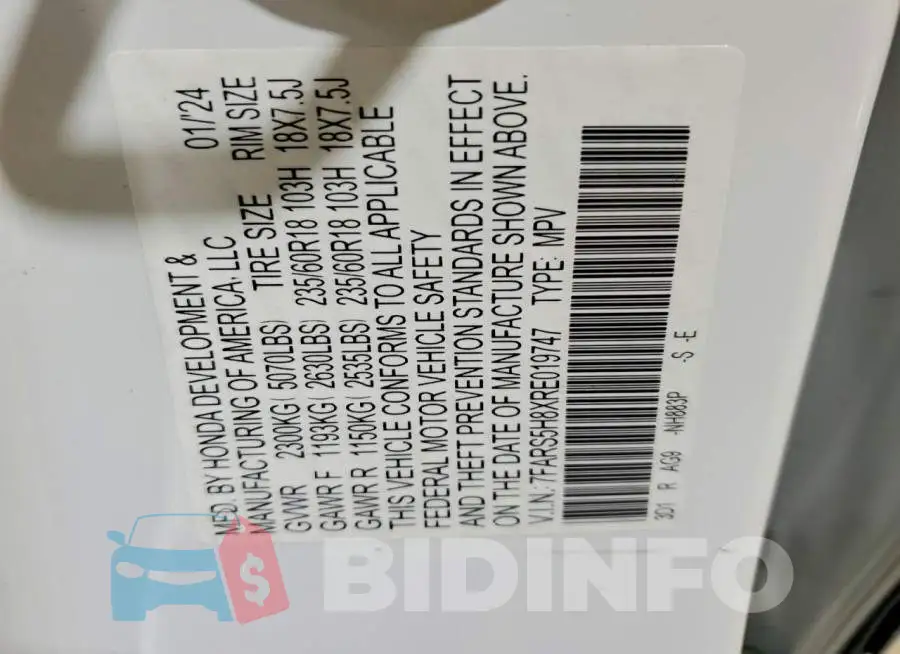 7FARS5H8XRE019747 Photo# 14