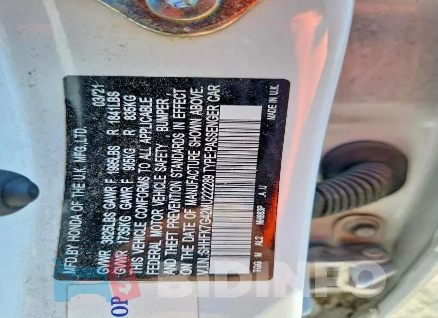 SHHFK7G42MU222289 Photo# 12