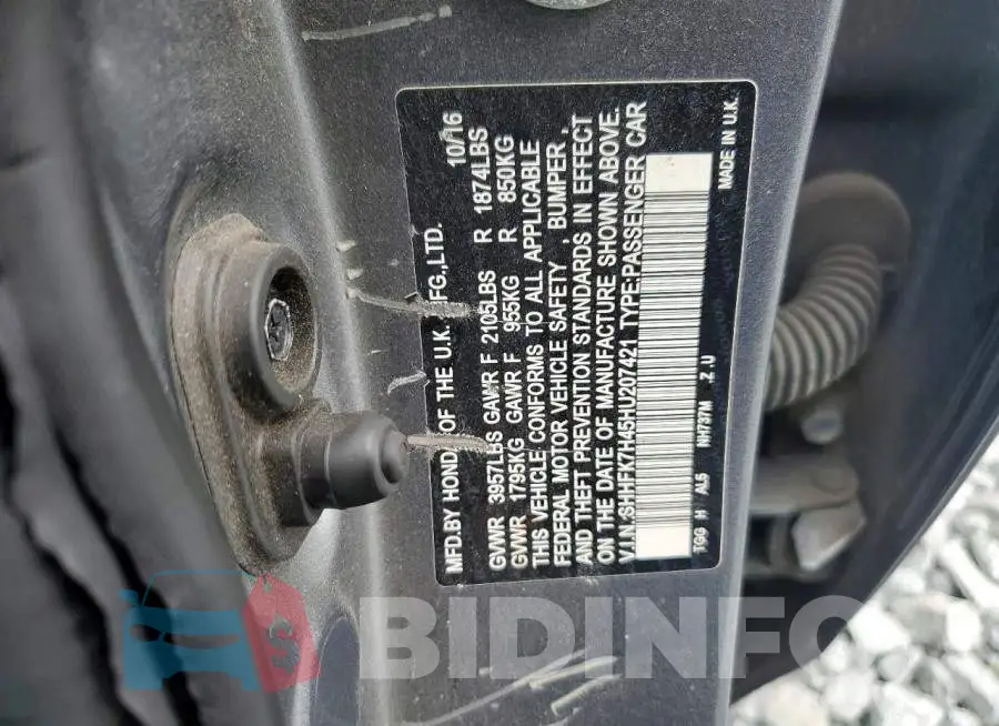 SHHFK7H45HU207421 Photo# 12