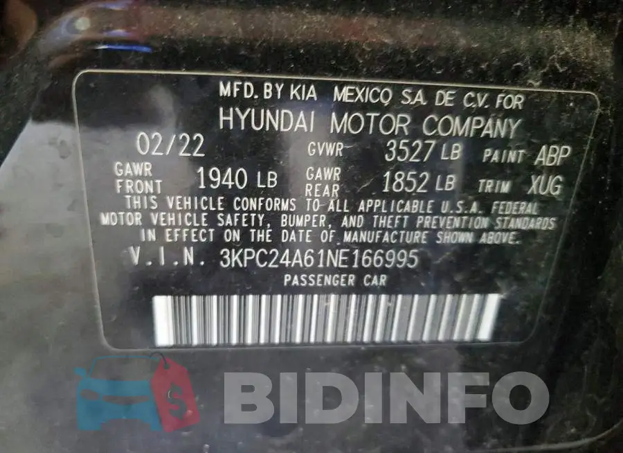 3KPC24A61NE166995 Photo# 12