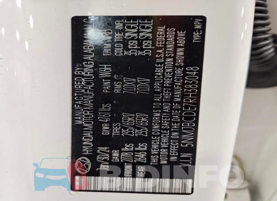 5NMJBCDE7RH383048 Photo# 14