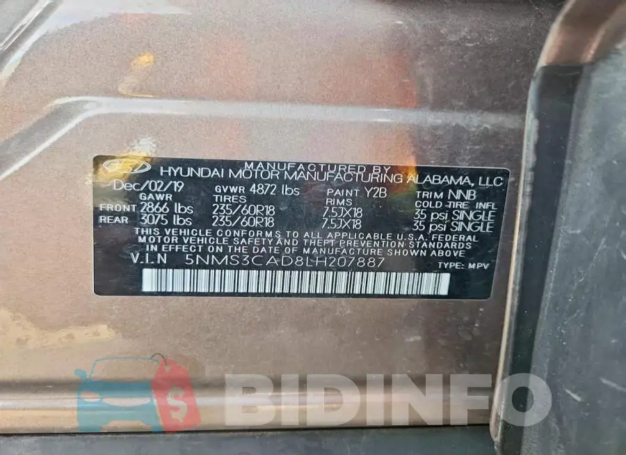 5NMS3CAD8LH207887 Photo# 13