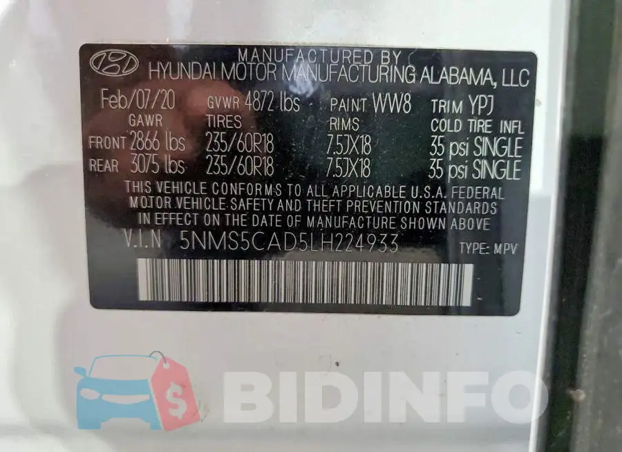 5NMS5CAD5LH224933 Photo# 13