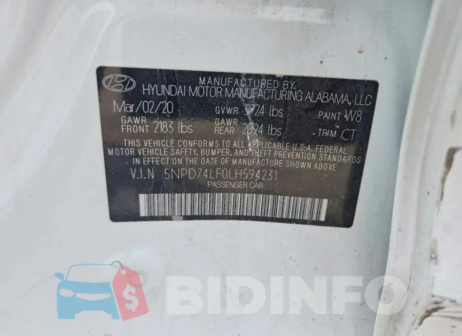 5NPD74LF0LH594231 Photo# 12