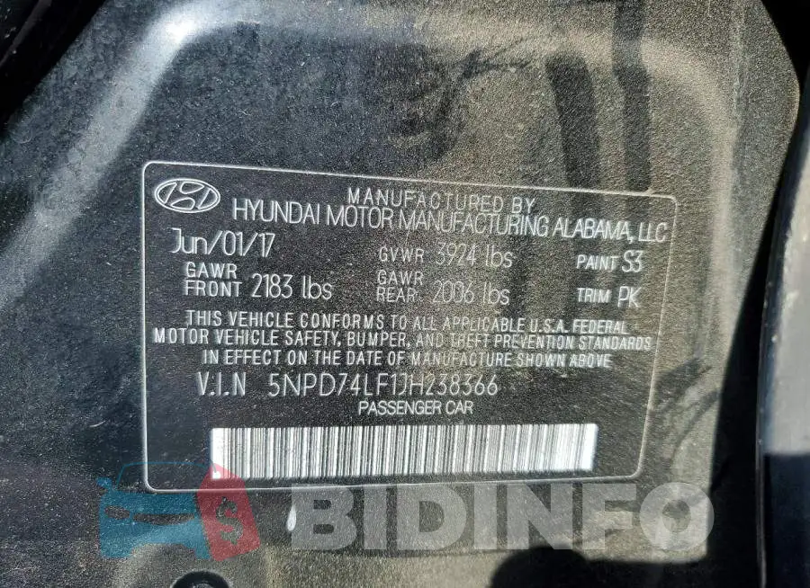 5NPD74LF1JH238366 Photo# 12
