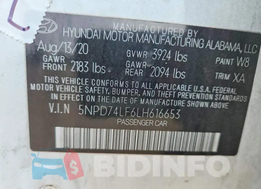 5NPD74LF6LH616653 Photo# 12