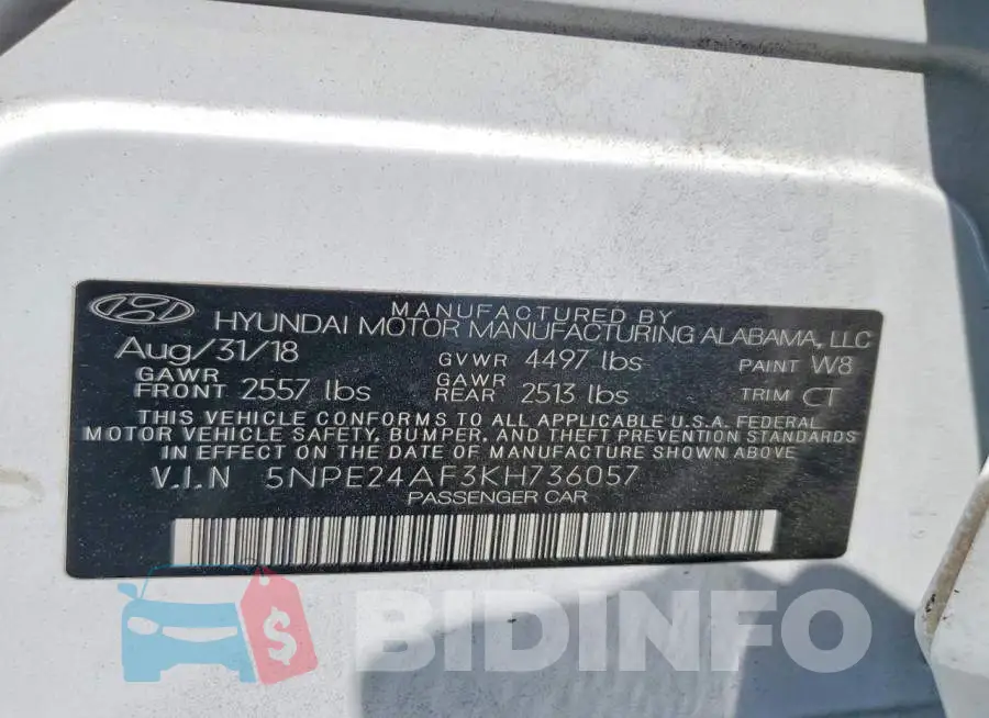 5NPE24AF3KH736057 Photo# 12