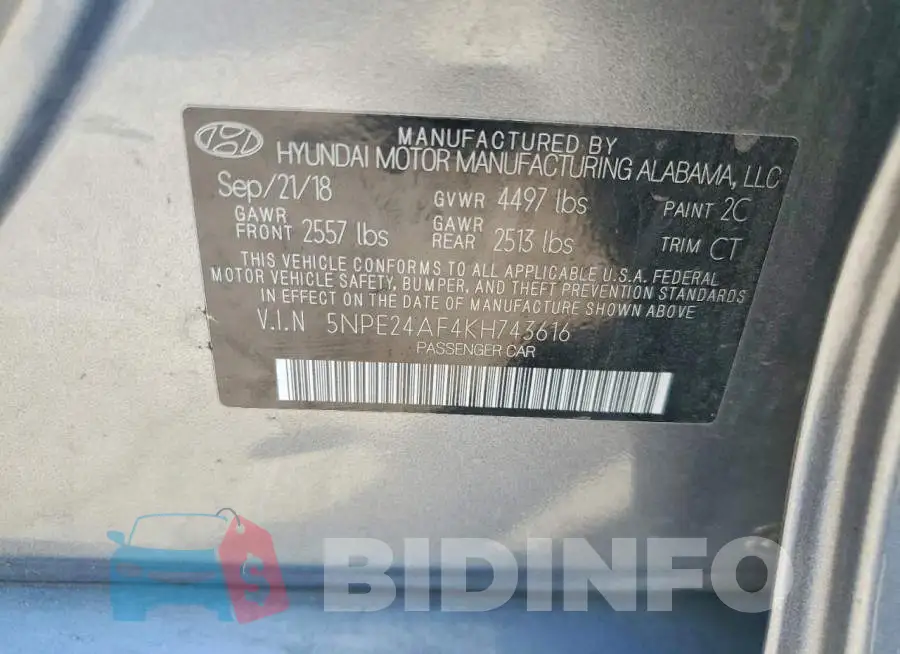 5NPE24AF4KH743616 Photo# 12