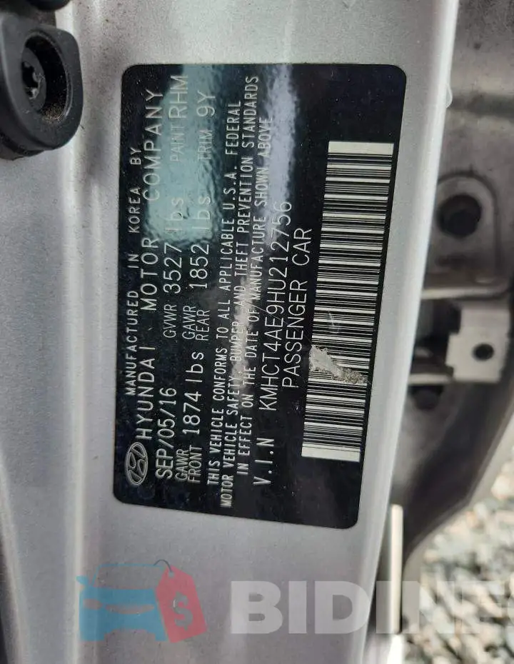 KMHCT4AE9HU212756 Photo# 12