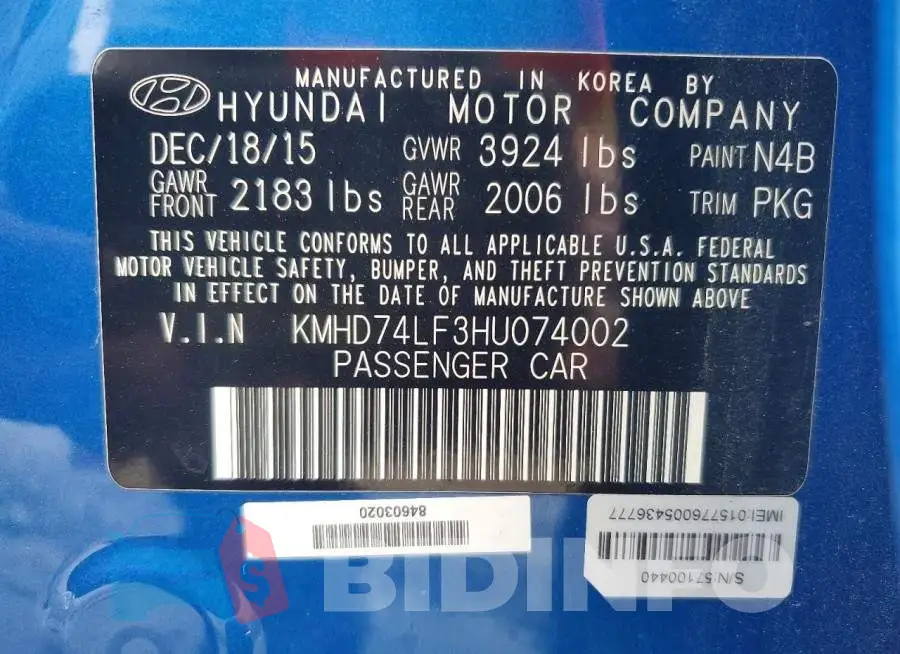 KMHD74LF3HU074002 Photo# 13