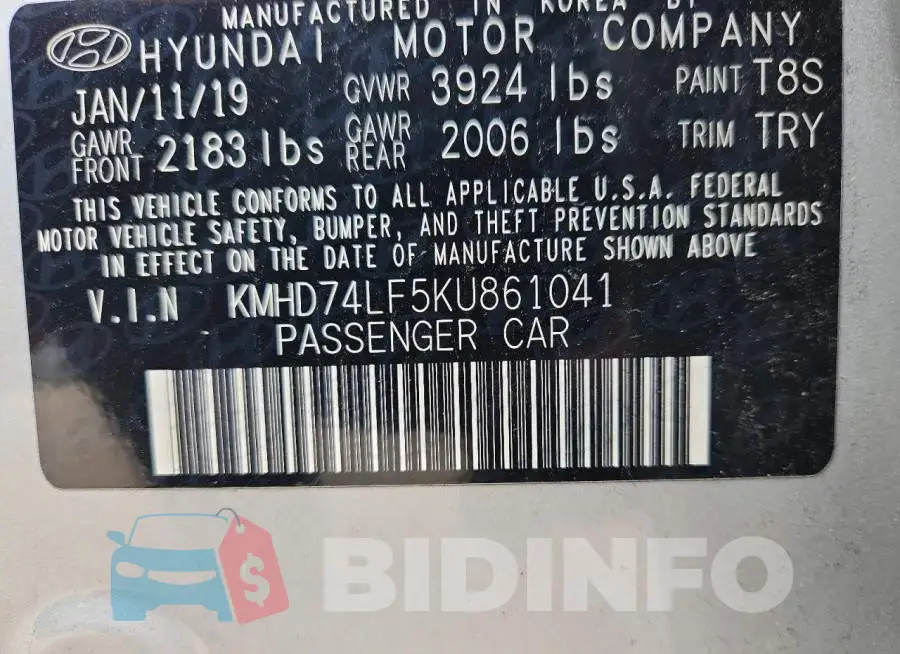 KMHD74LF5KU861041 Photo# 12