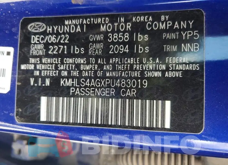 KMHLS4AGXPU483019 Photo# 13