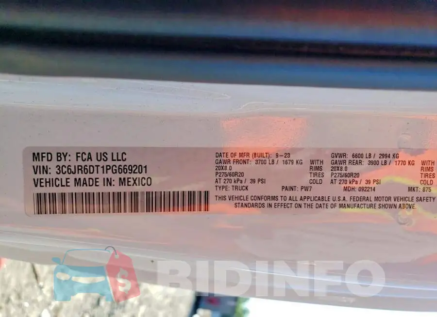 3C6JR6DT1PG669201 Photo# 12