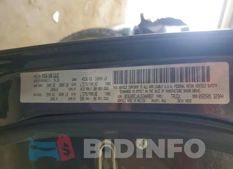 3C6UR5CJ0JG300957 Photo# 12