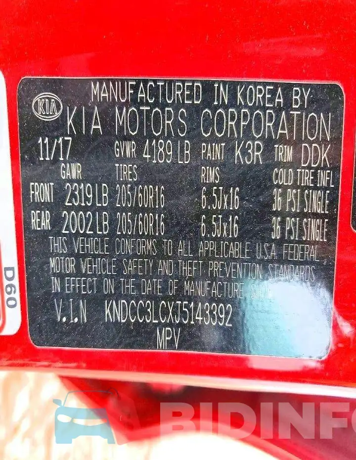 KNDCC3LCXJ5143392 Photo# 14