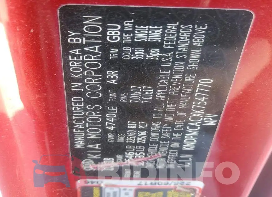 KNDPMCACXK7547770 Photo# 12