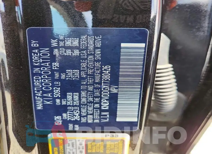 KNDPVDDGXT7380426 Photo# 13