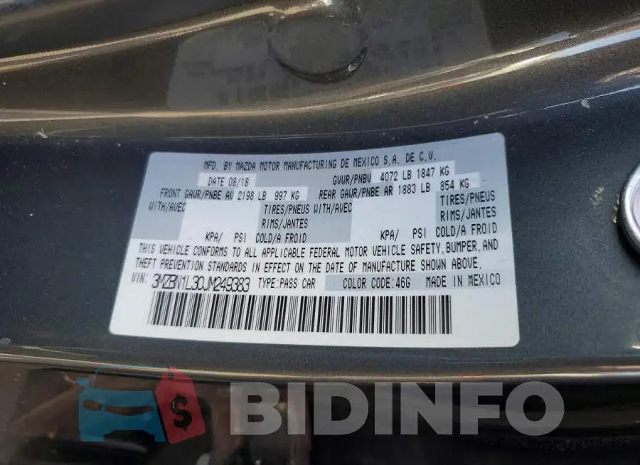 3MZBN1L30JM249383 Photo# 13