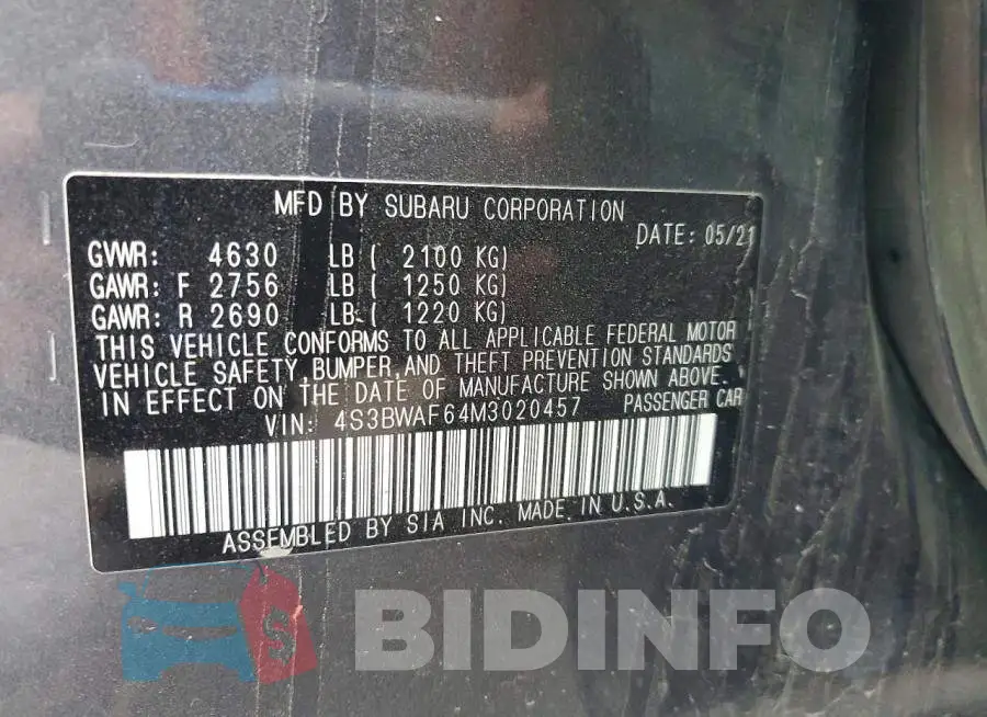4S3BWAF64M3020457 Photo# 12