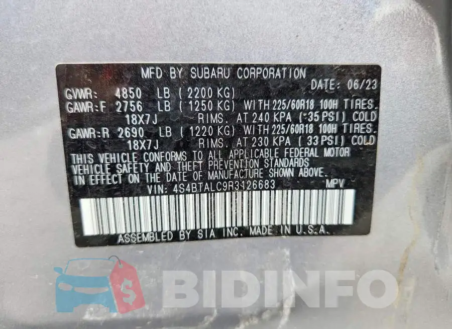 4S4BTALC9R3126683 Photo# 14