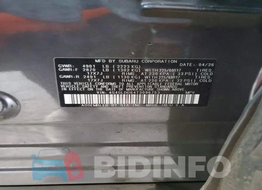 4S4SLDD64T3096753 Photo# 14