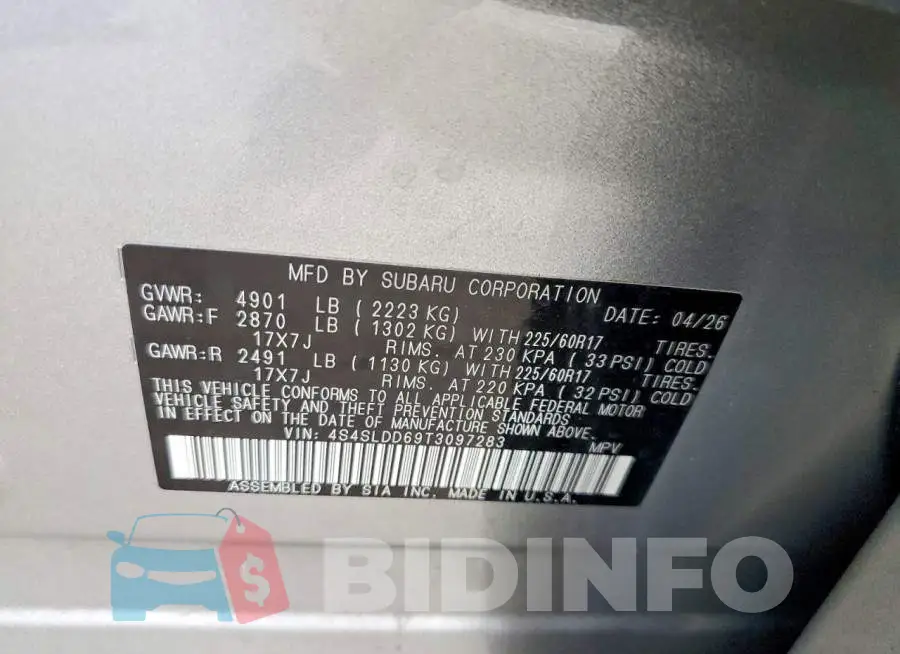 4S4SLDD69T3097283 Photo# 12