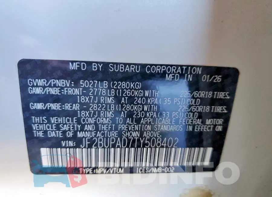 JF2BUPAD7TY508402 Photo# 12