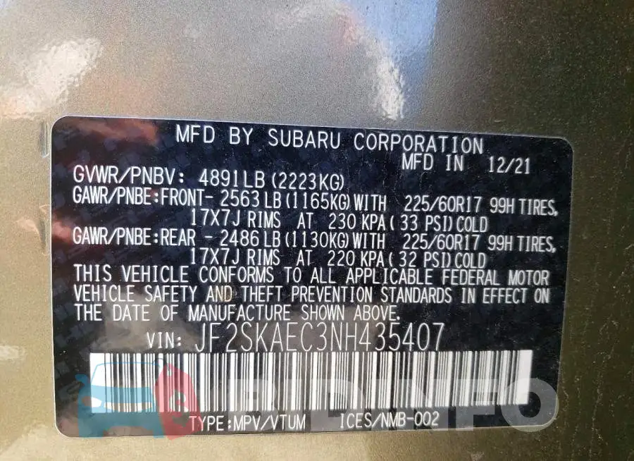 JF2SKAEC3NH435407 Photo# 12