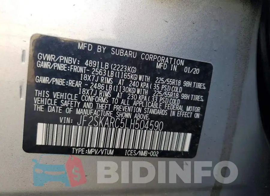 JF2SKARC5LH504590 Photo# 13