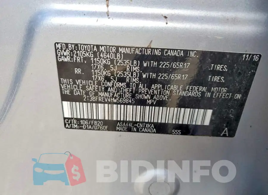 2T3BFREV4HW569845 Photo# 13