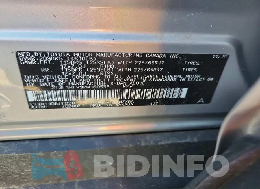 2T3F1RFV9MW160555 Photo# 12