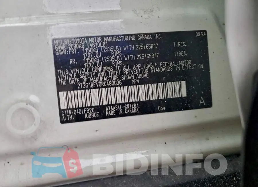 2T3G1RFV0RC480036 Photo# 13