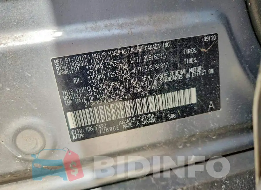 2T3W1RFV3MC086440 Photo# 13