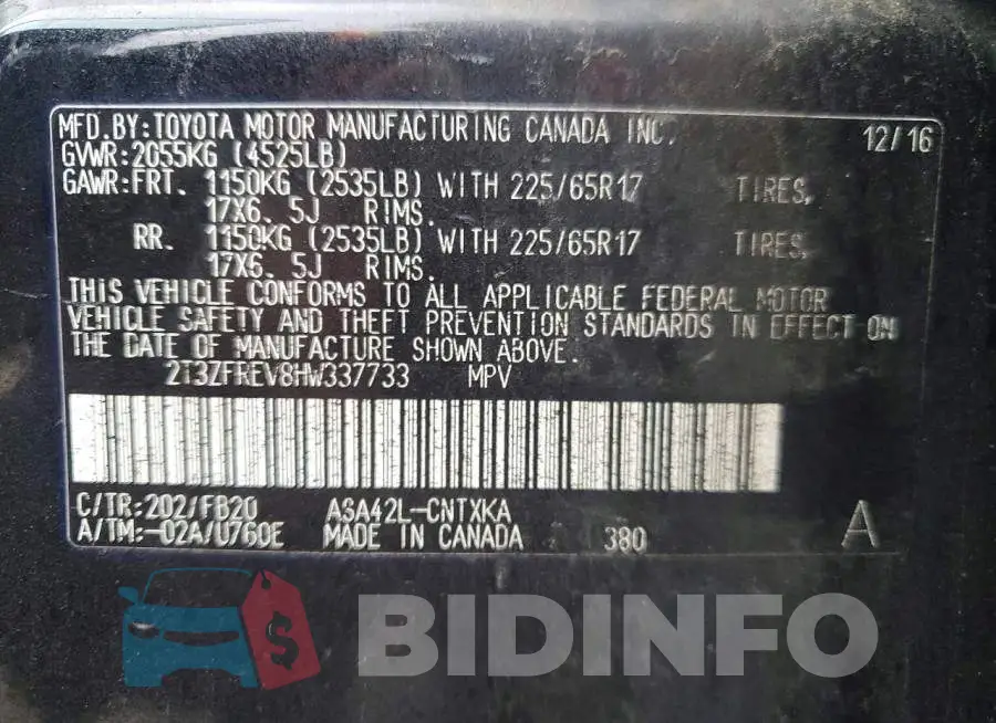2T3ZFREV8HW337733 Photo# 14