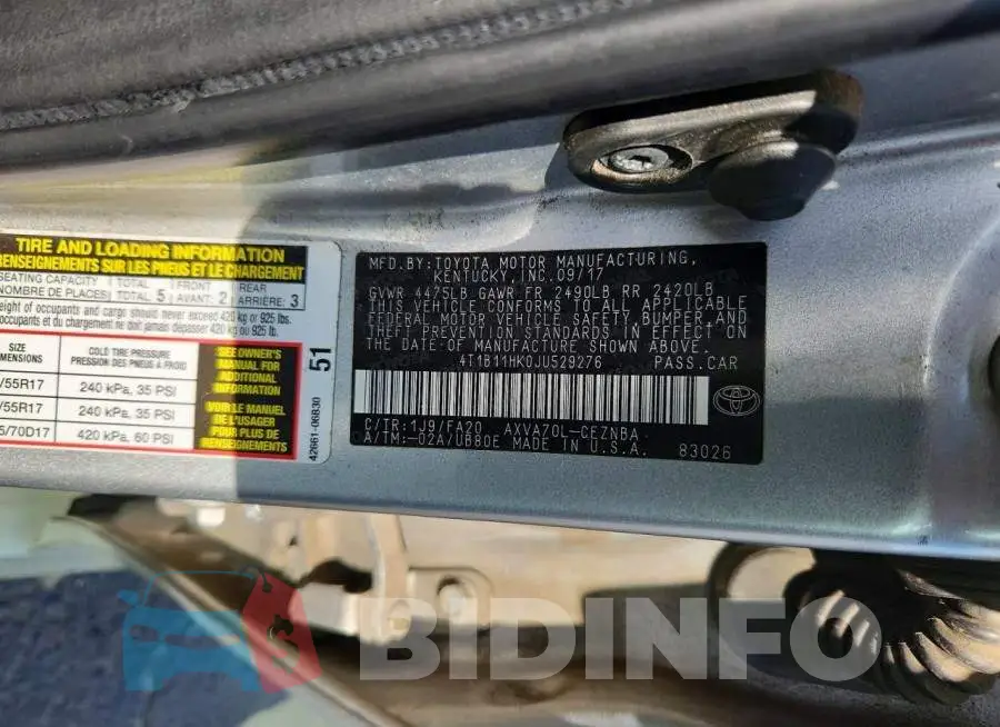 4T1B11HK0JU529276 Photo# 12