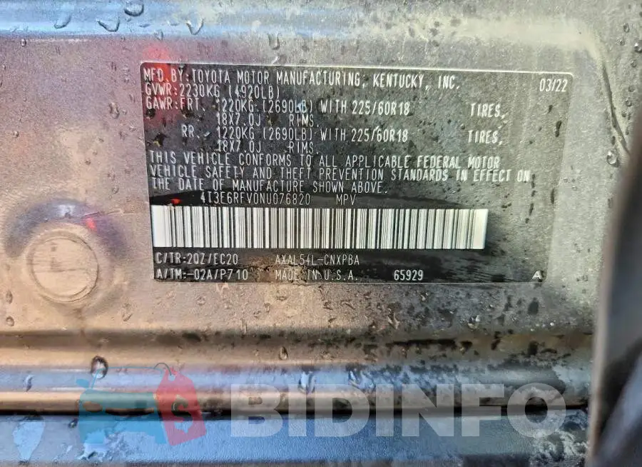 4T3E6RFV0NU076820 Photo# 14