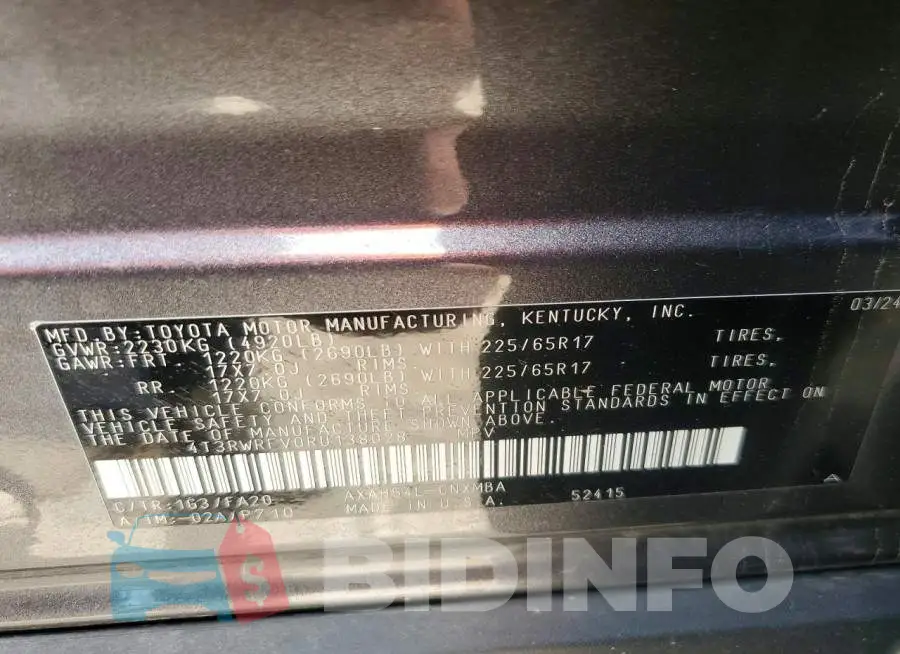 4T3RWRFV0RU138028 Photo# 13