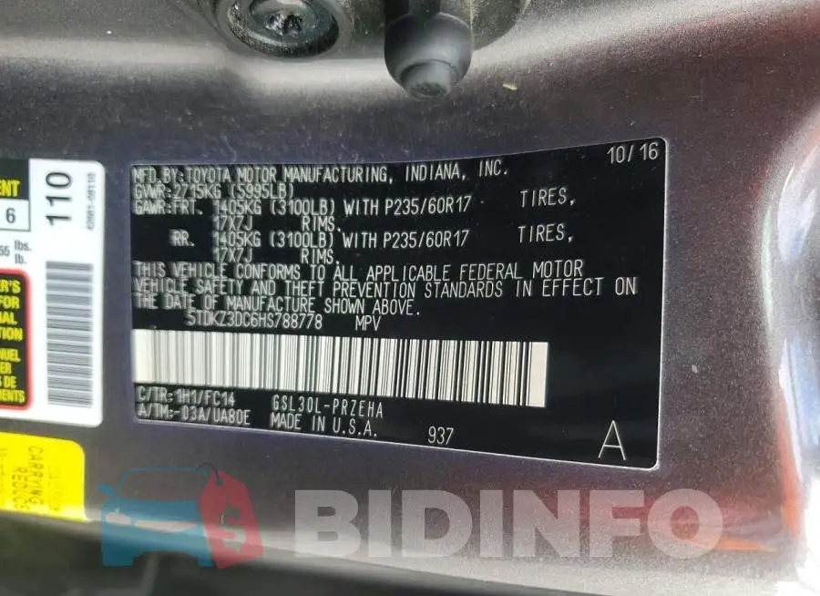 5TDKZ3DC6HS788778 Photo# 13